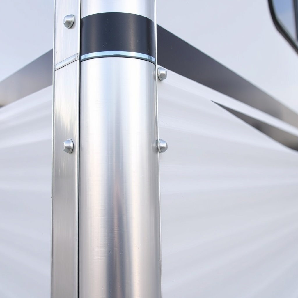 Close-up shot of the corner rivets and aluminum skin on the exterior sidewall of an Exiss