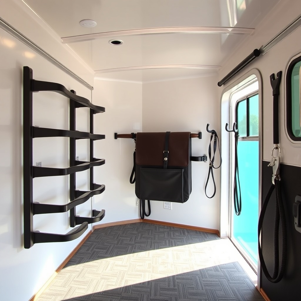 Wide-angle photo inside a HorseTrailerPro LQ model