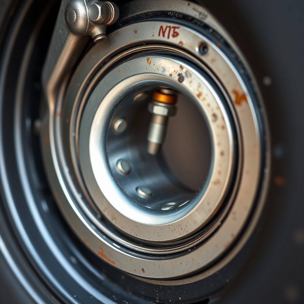 A close-up photorealistic shot of a HorseTrailerPro bearing assembly with grease fitting v